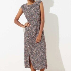 LOFT Vine Floral Paisley Cap Sleeve Midi Dress